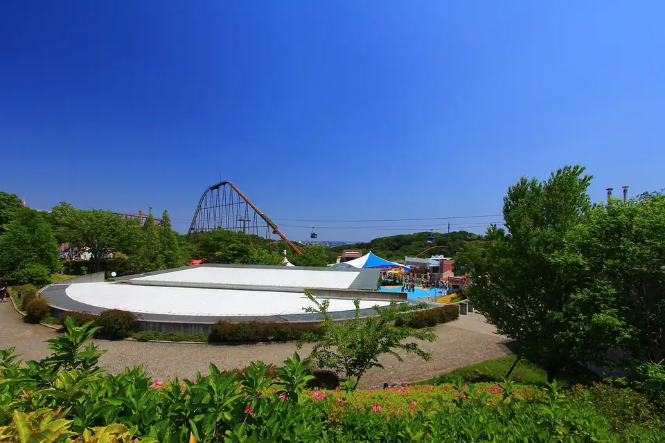Yomiuriland amusement park with its roller coaster, Inagi, Tokyo