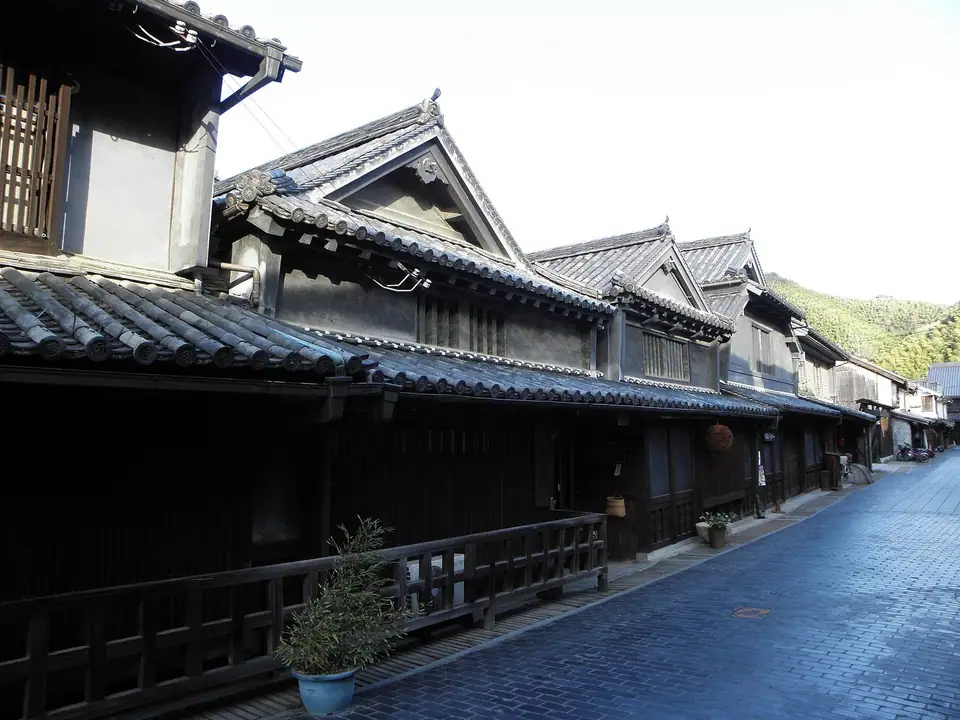 White-walled merchant houses in the Takehara preservation district, Takehara, Hiroshima