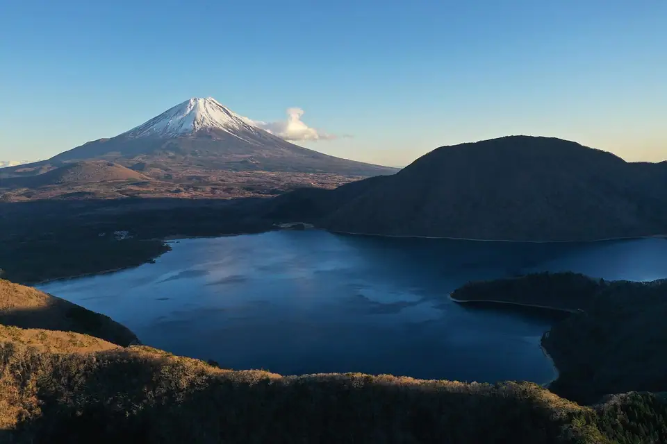 Mount Fuji Japan with Snow, Lakes and Surrounding Mountains, Kanagawa & Yamanashi