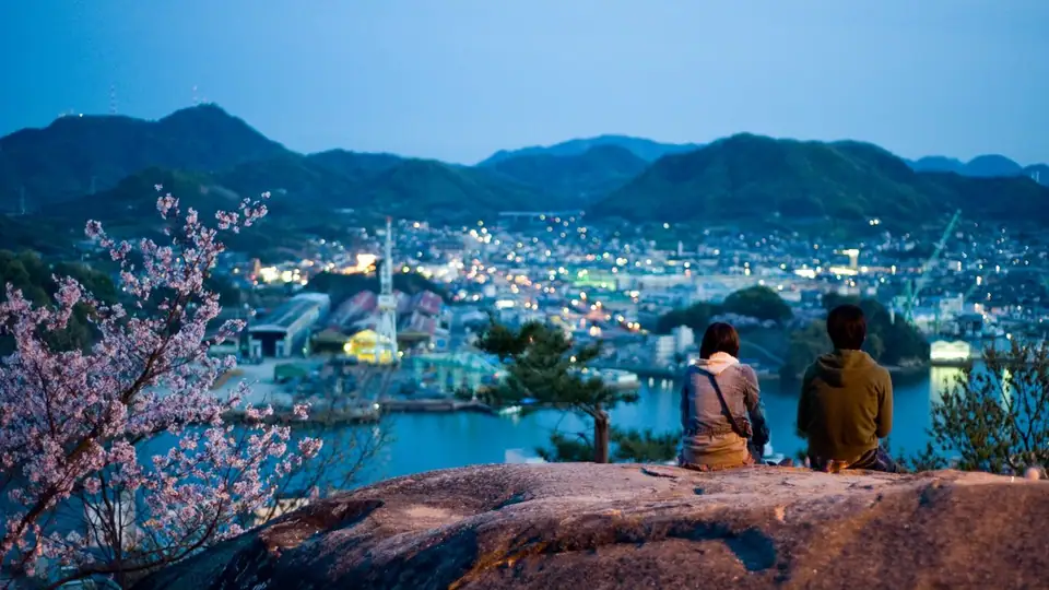 Onomichi and its channel at night, Hiroshima
