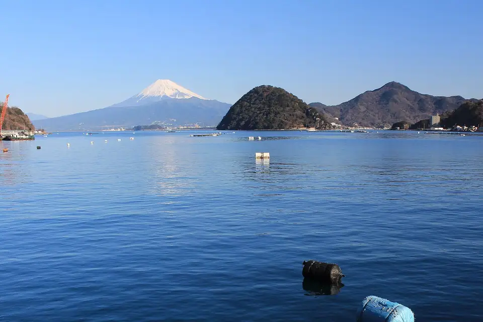 Awa Island and Mount Fuji from Uchiura Bay, Shizuoka